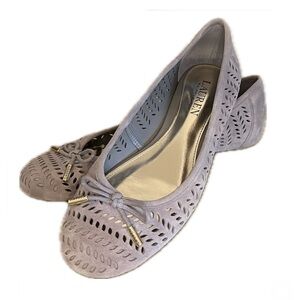 Lauren Ralph Lauren LRL Bow Gray Suede Flats, 7